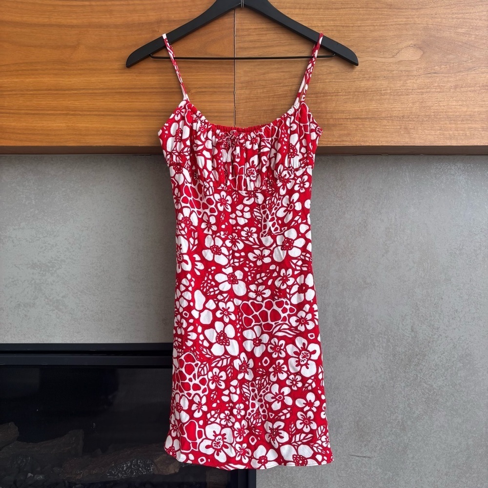 Aritzia Sunday Best Mini Red Floral Dress, Size 00
